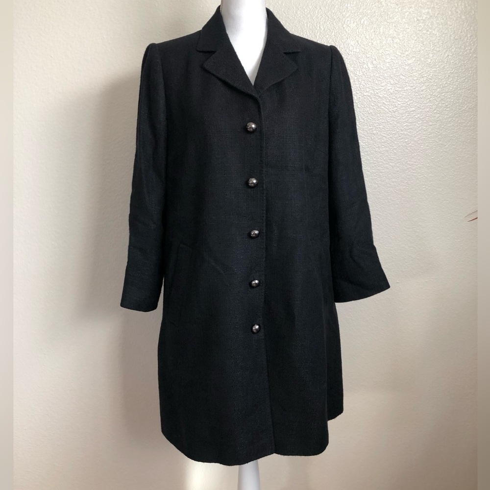 Dolce & Gabbana Coat Tweed Black Boucle Knit Buttons Silk Lining